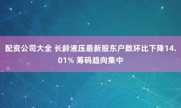 配资公司大全 长龄液压最新股东户数环比下降14.01% 筹码趋向集中